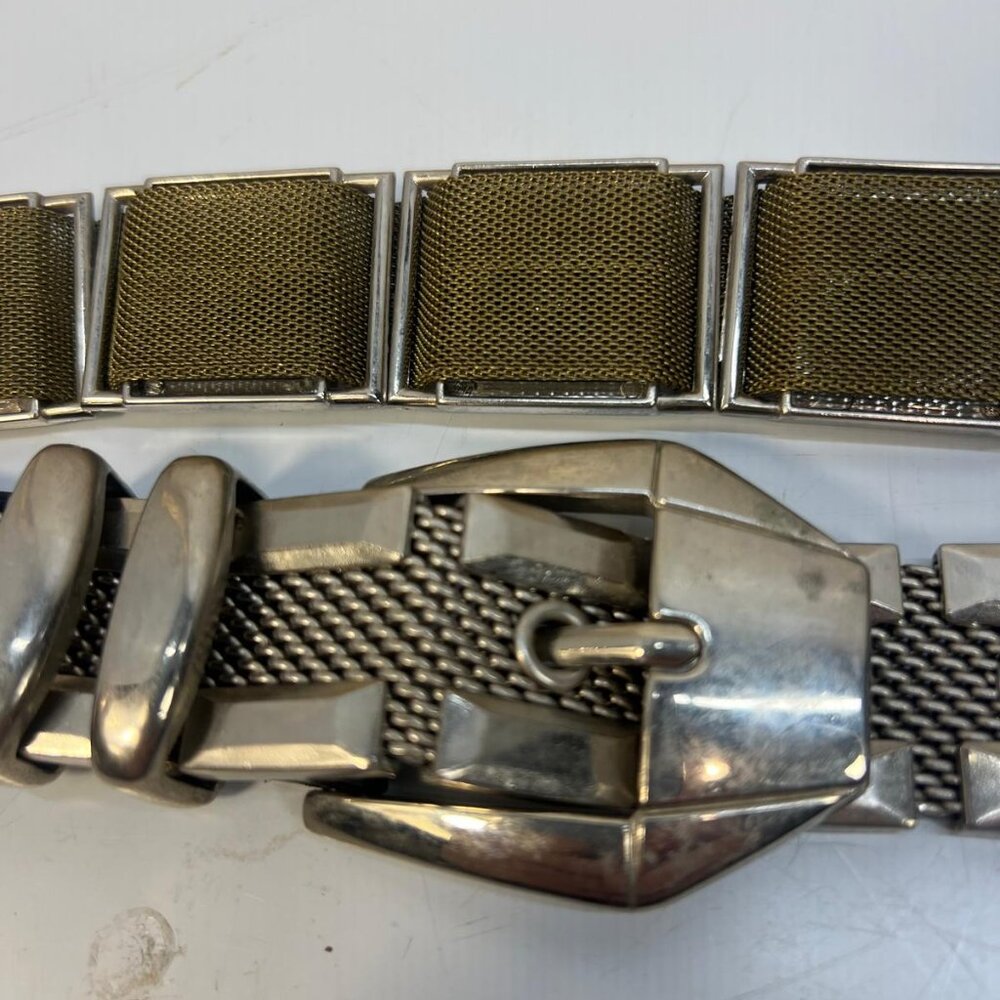 Vintage Silver Tone Chain Belt With Dual Lobster Clasps Adjustable Waist Hip - Picture 3 of 8